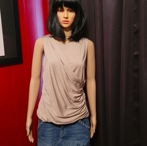 Ralph Lauren Beige Sleeveless Draped  Blouse SZ L